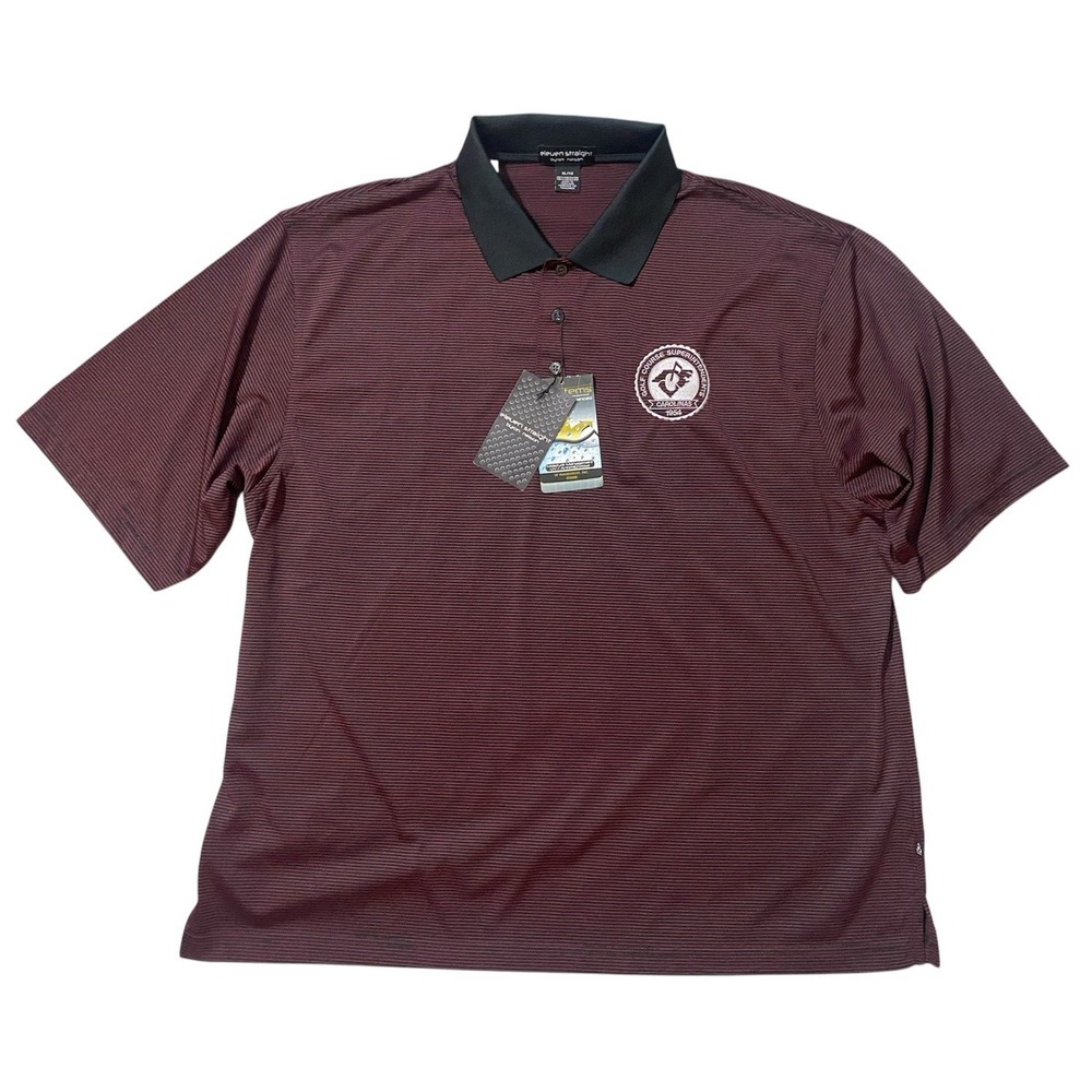 Eleven Straight Byron Nelson Men's Polo Shirt Sz XL Burgundy Striped Golf